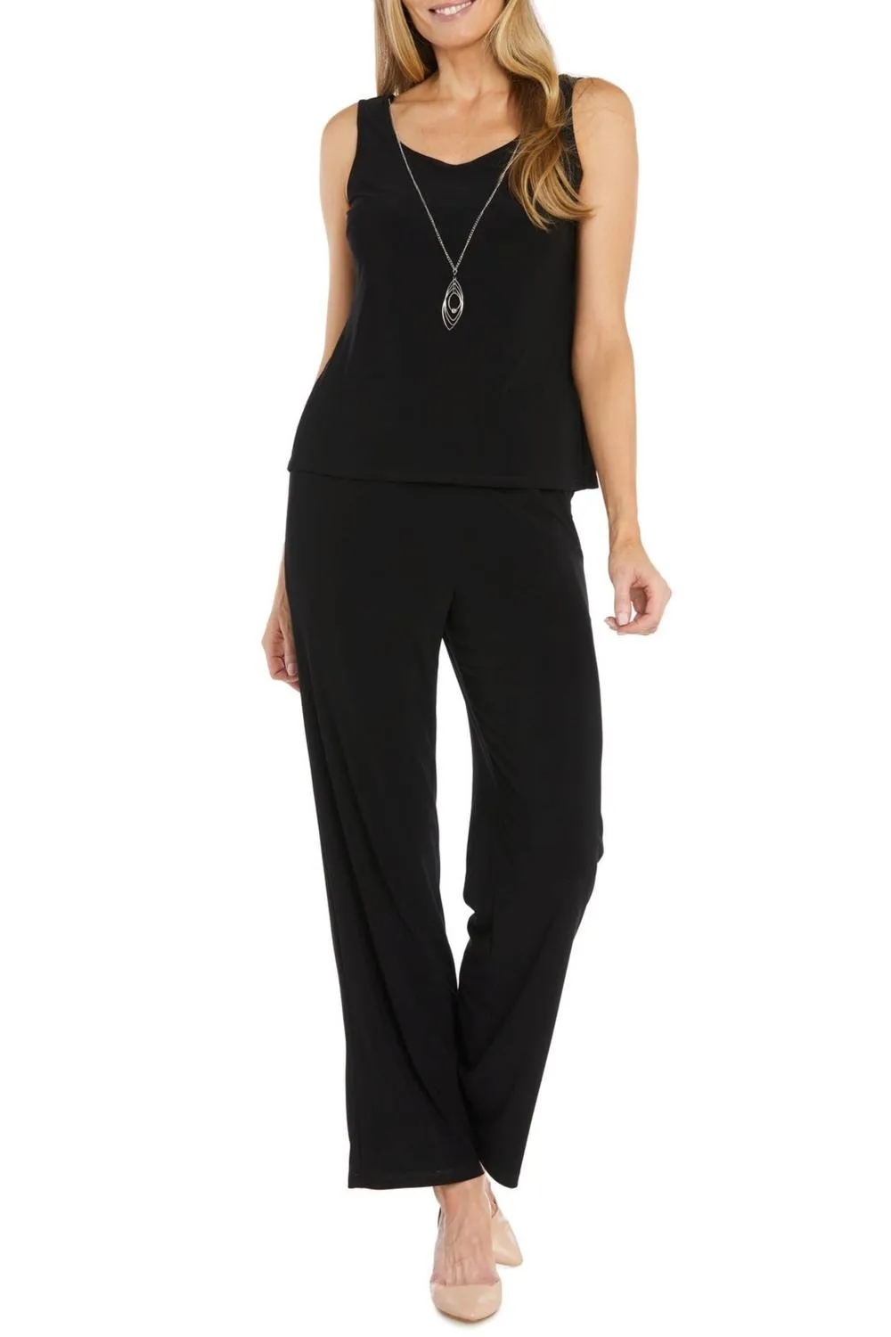 3 Piece Evening Pant Set In Silver Black