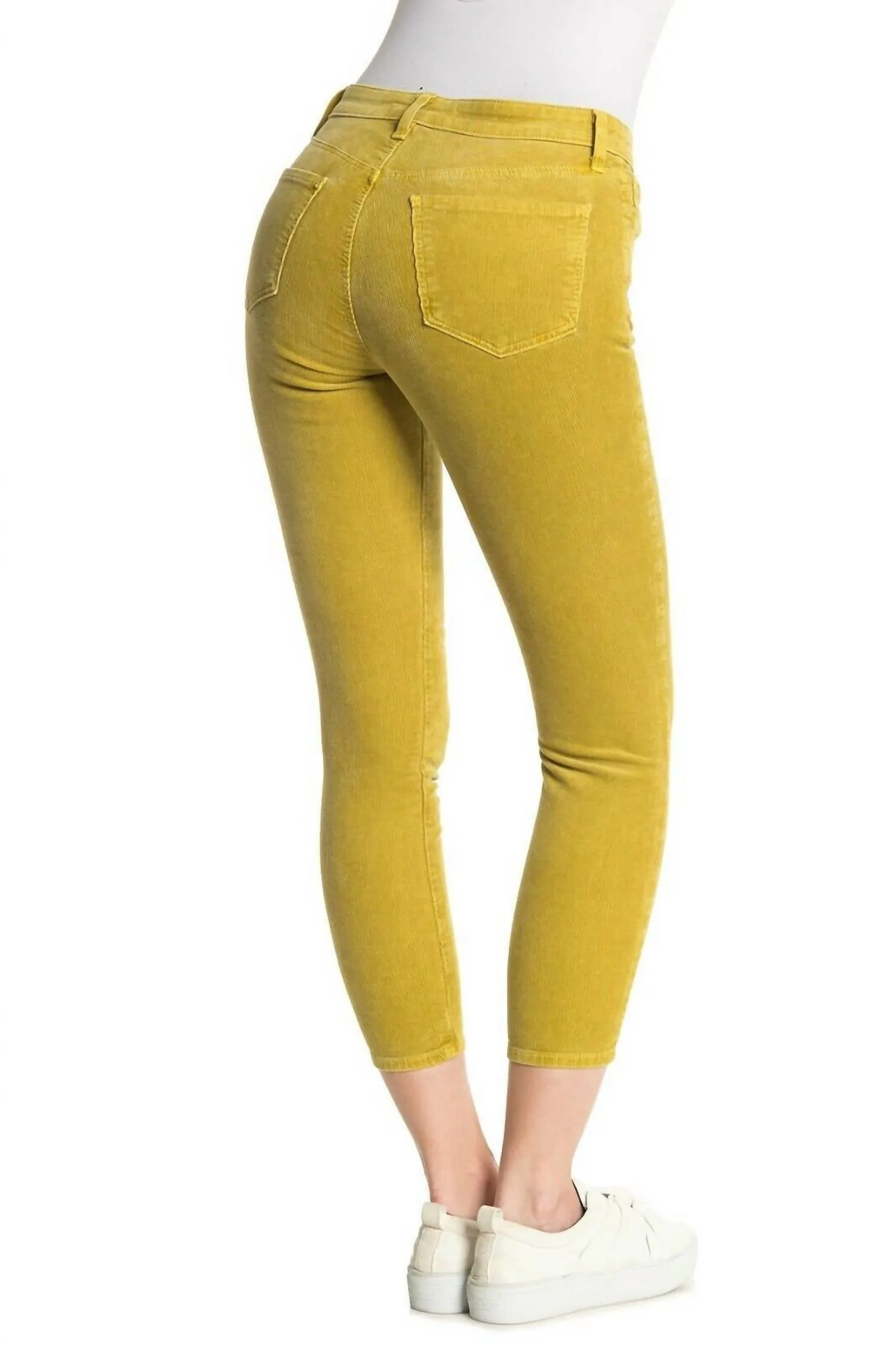 Absinthe Corduroy Mid Rise Stretch Pants In Yellow