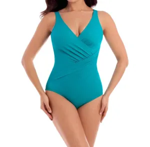 Amalfi Dd-Cup Oceanus Underwire Surplice One Piece Swimsuit In Blue