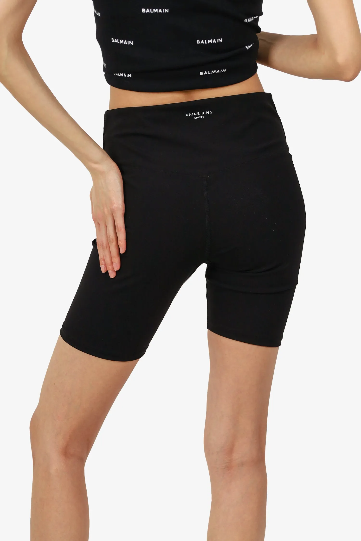 Anine Bing Black Stretch Biker Shorts Size M