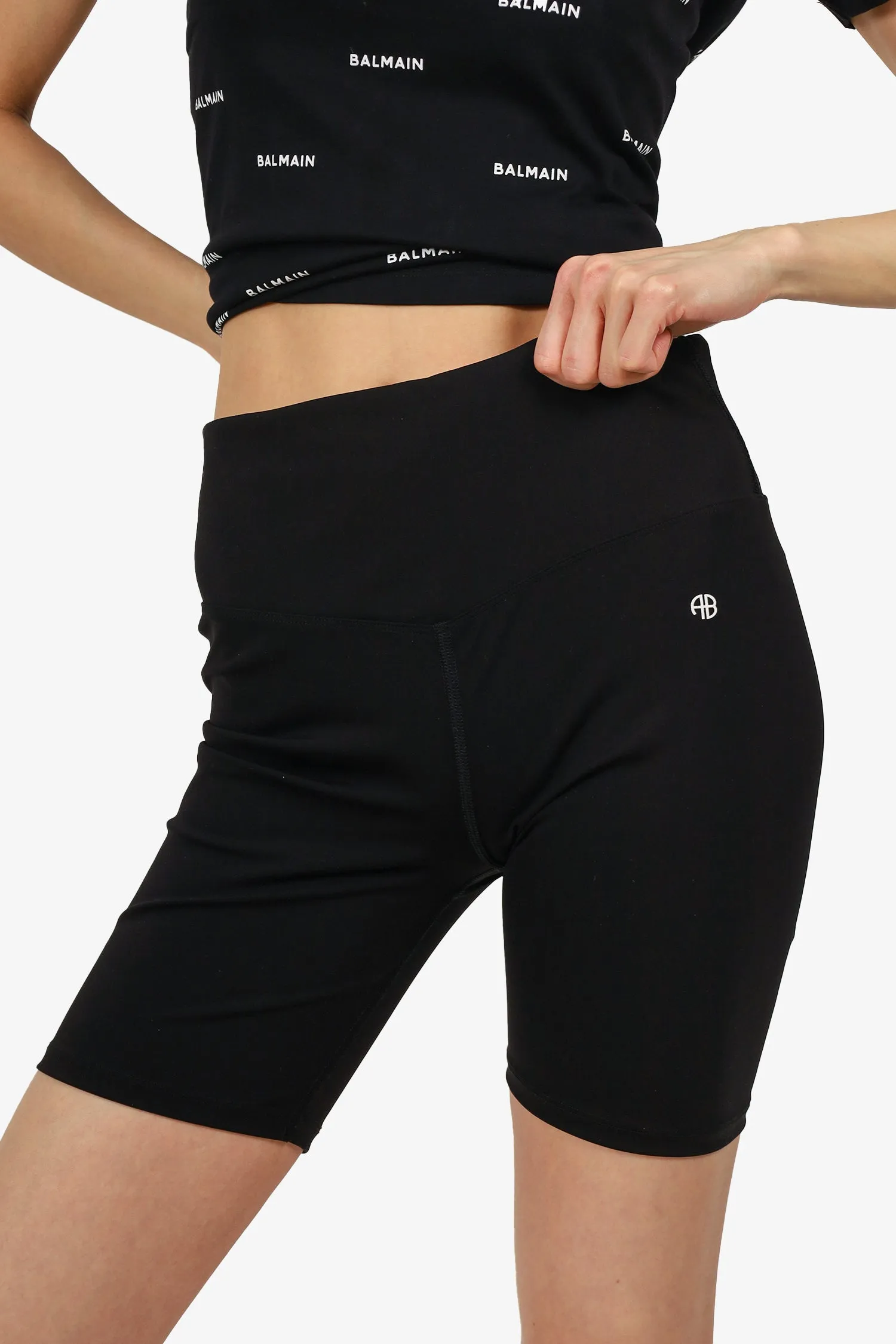 Anine Bing Black Stretch Biker Shorts Size M