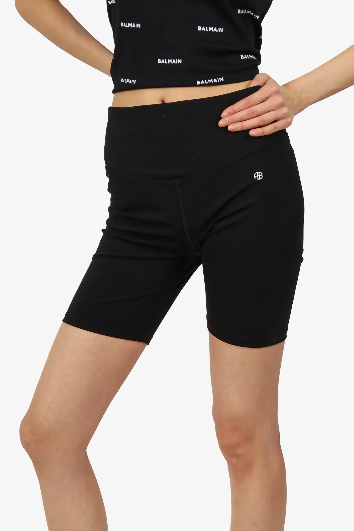 Anine Bing Black Stretch Biker Shorts Size M
