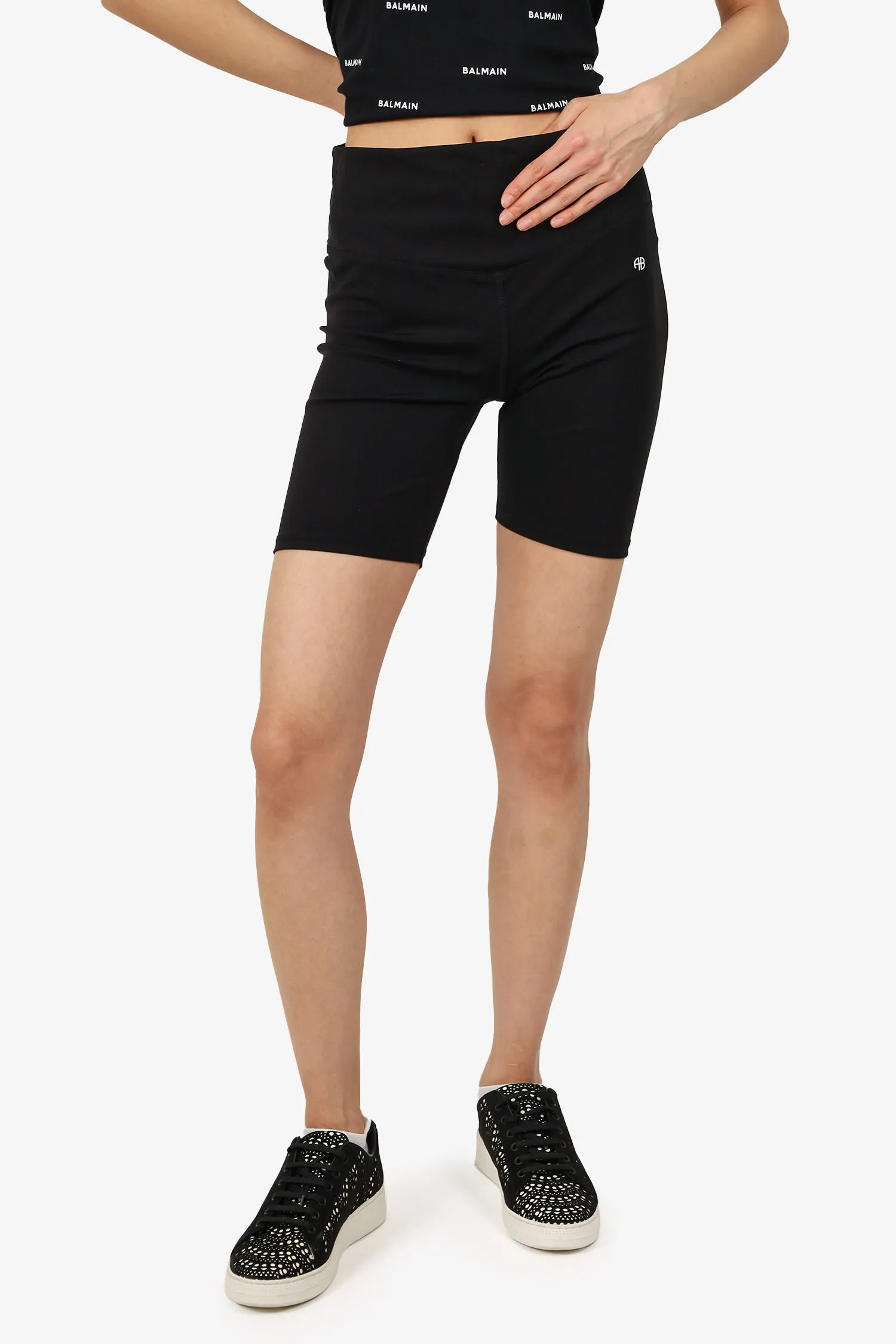 Anine Bing Black Stretch Biker Shorts Size M