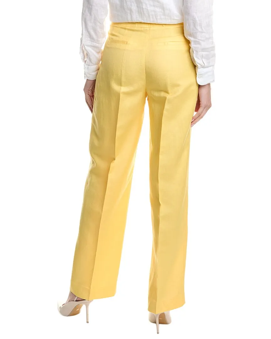 Anne Klein High-Rise Linen-Blend Wide Leg Pant
