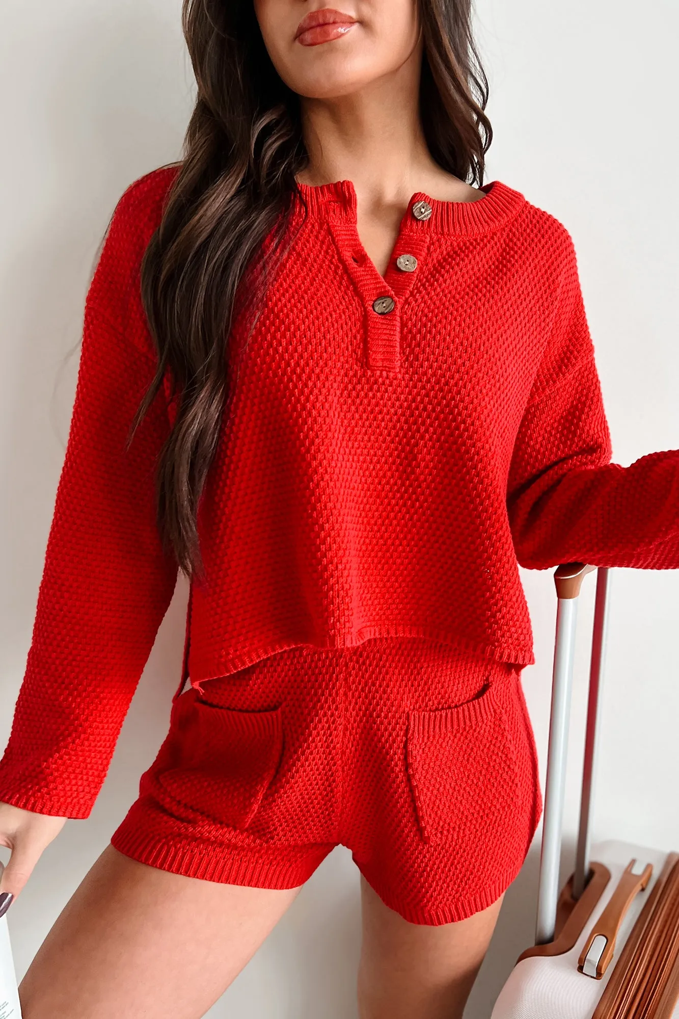 Begging For A Break Sweater Knit Lounge Set (Red)