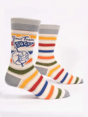 Blue Q Mens Crew Socks - Your Team Sucks