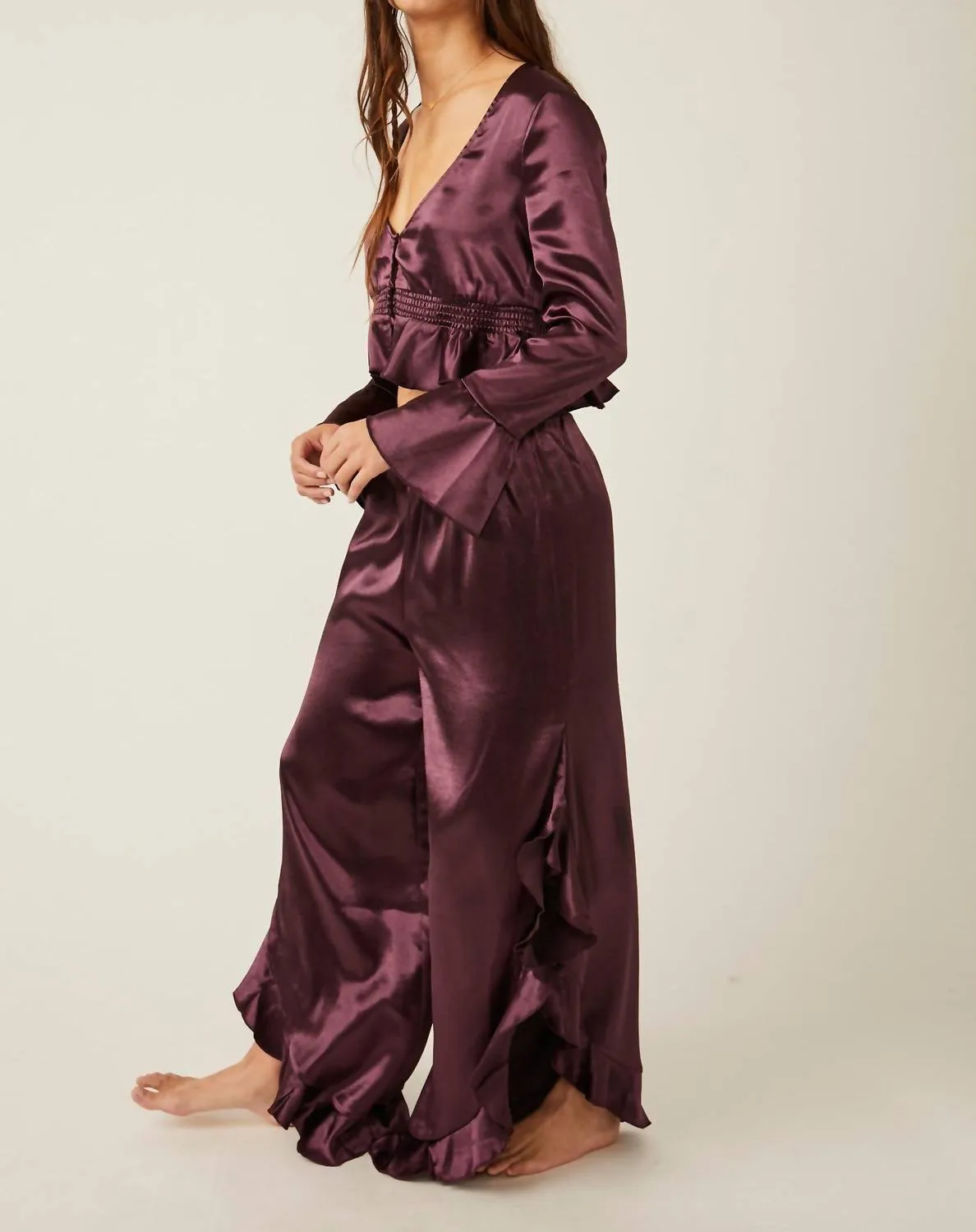 Chasing Love Sleep Pj Set In Precious Wine