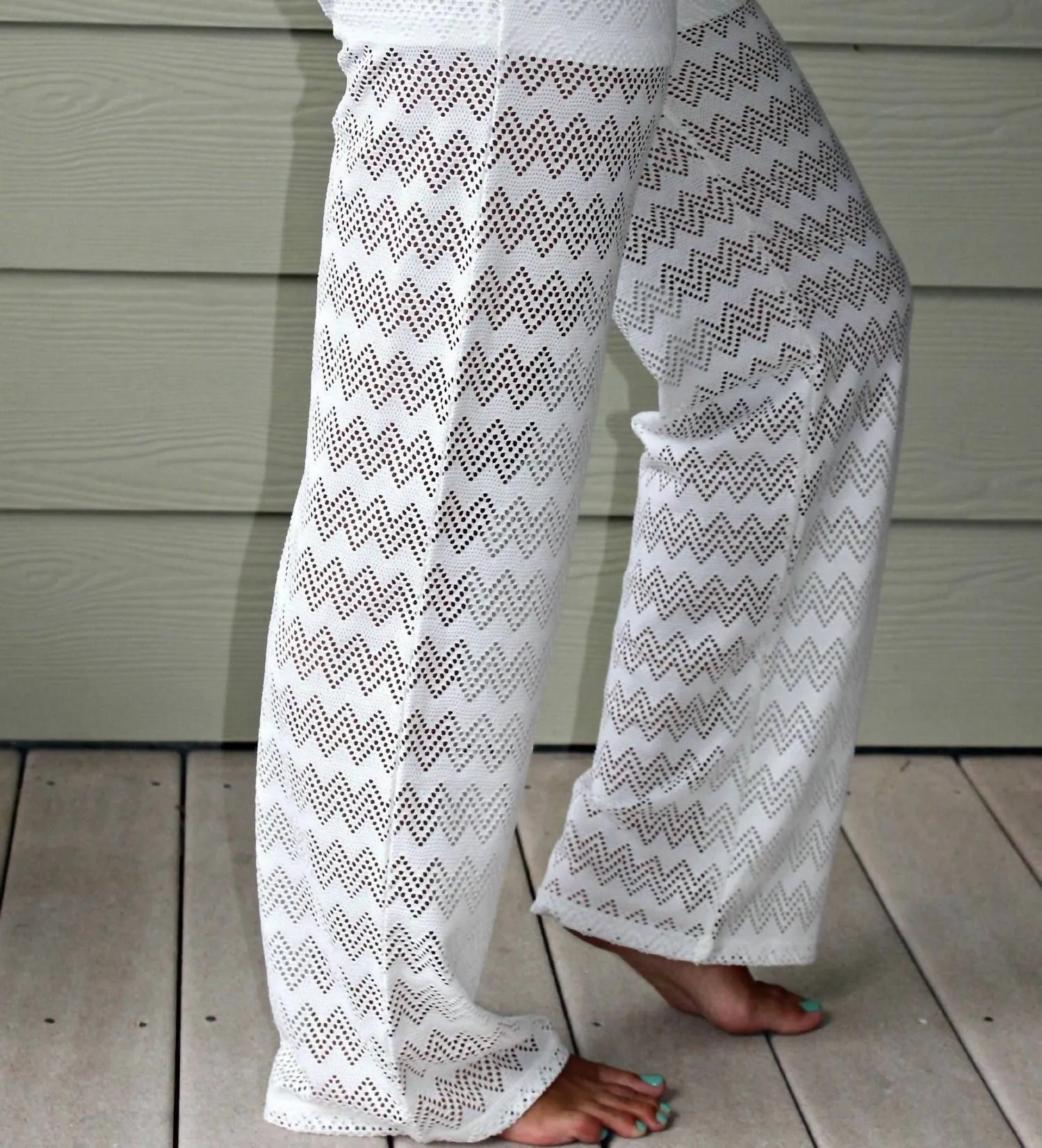 Chevron Knit Pants In White