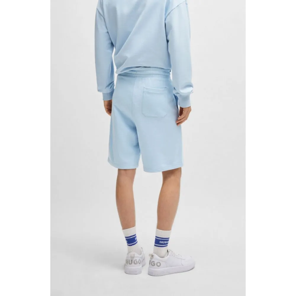 Cotton-terry shorts with blue logo patch