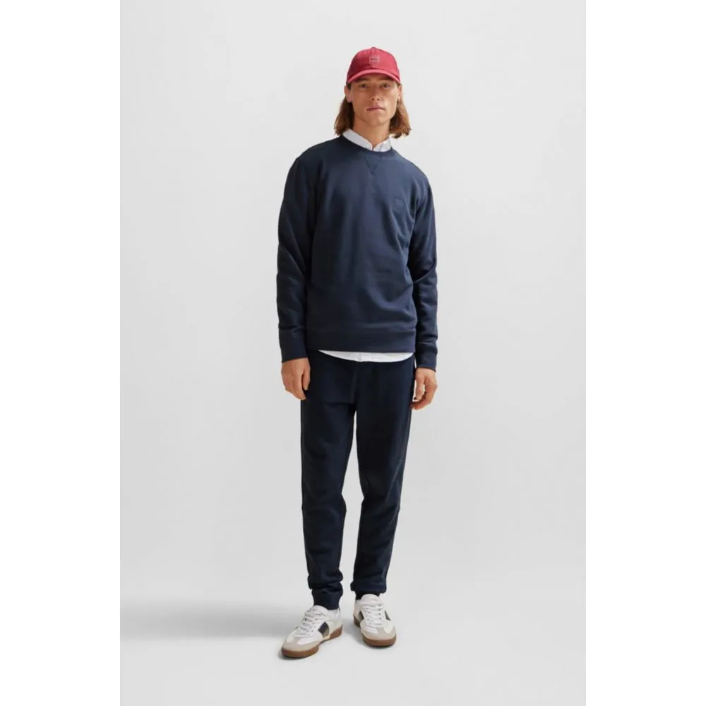 Cotton-terry tracksuit bottoms with logo patch