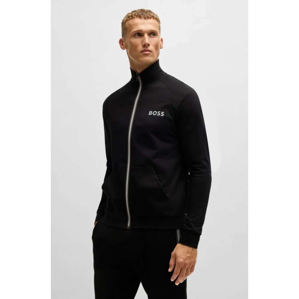 Cotton-terry zip-up jacket with logo print
