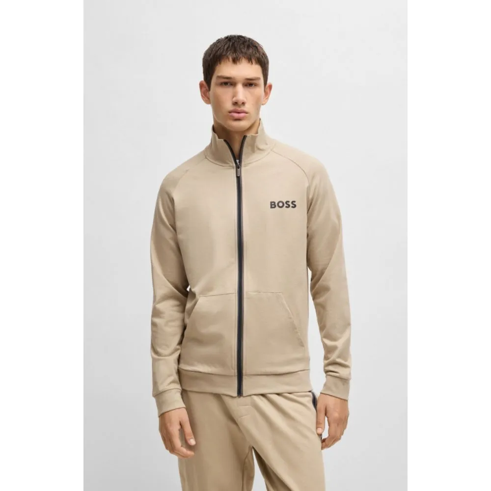 Cotton-terry zip-up jacket with logo print