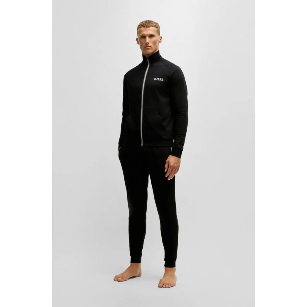 Cotton-terry zip-up jacket with logo print