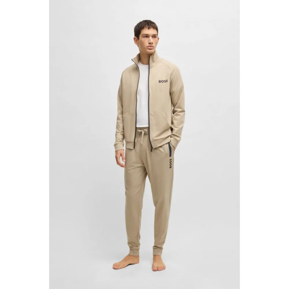 Cotton-terry zip-up jacket with logo print