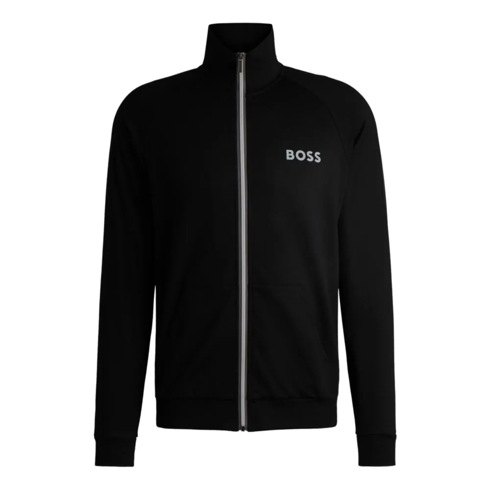 Cotton-terry zip-up jacket with logo print
