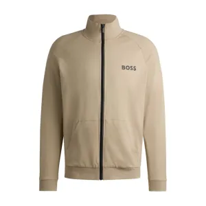 Cotton-terry zip-up jacket with logo print