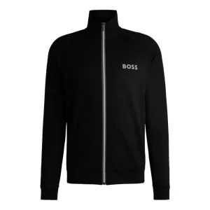 Cotton-terry zip-up jacket with logo print