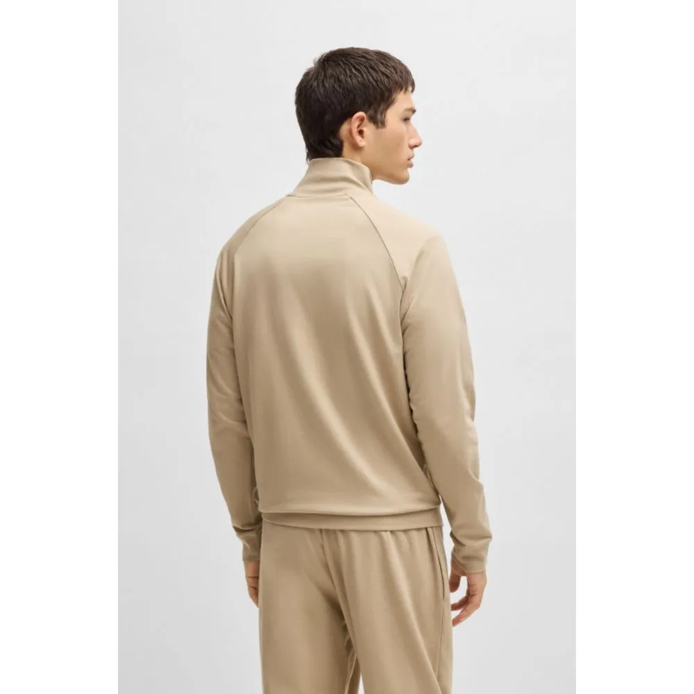 Cotton-terry zip-up jacket with logo print