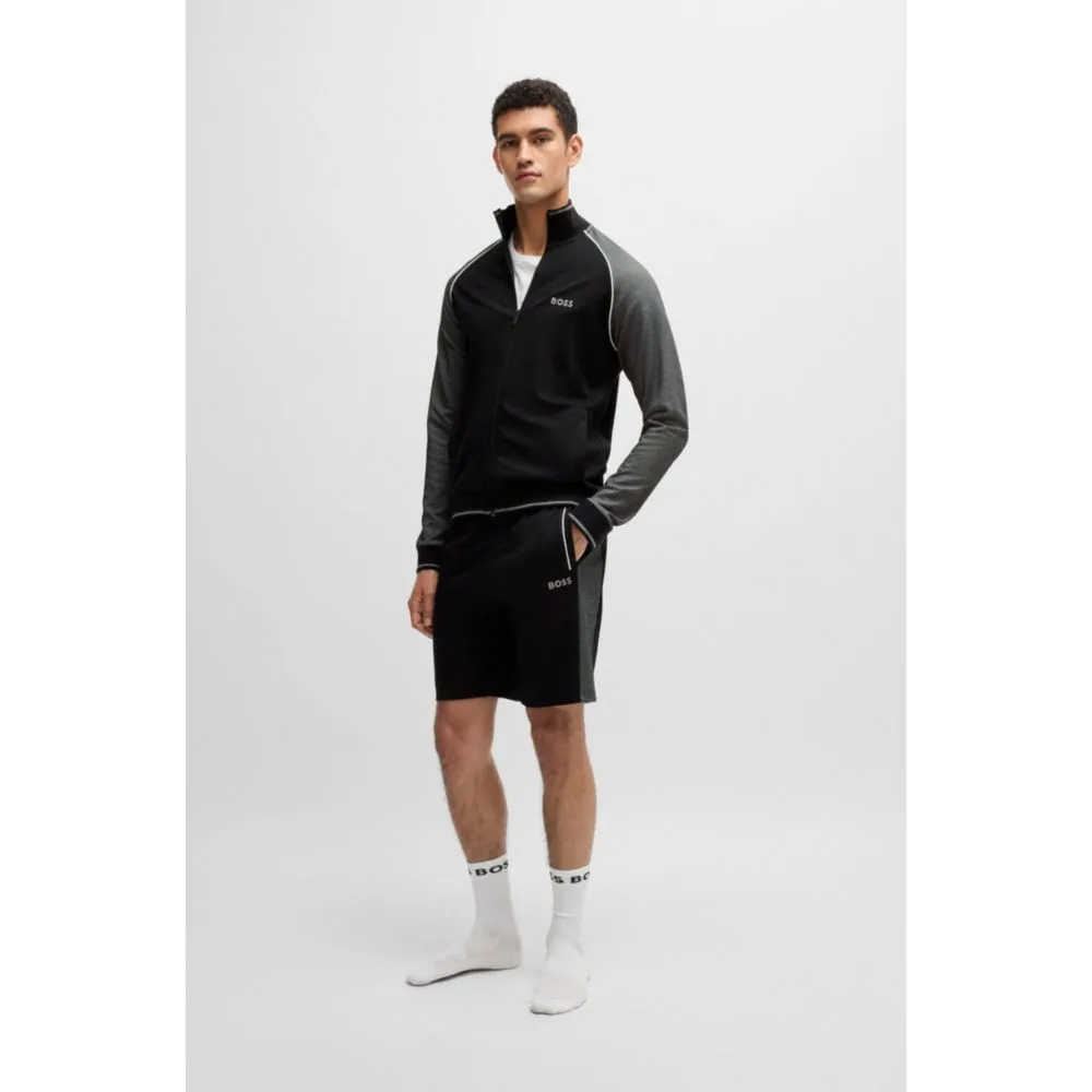 Cotton zip-up jacket with contrast piping