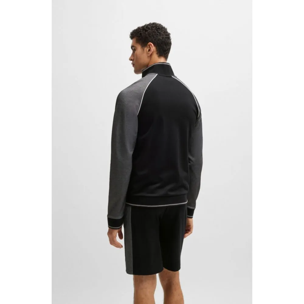 Cotton zip-up jacket with contrast piping