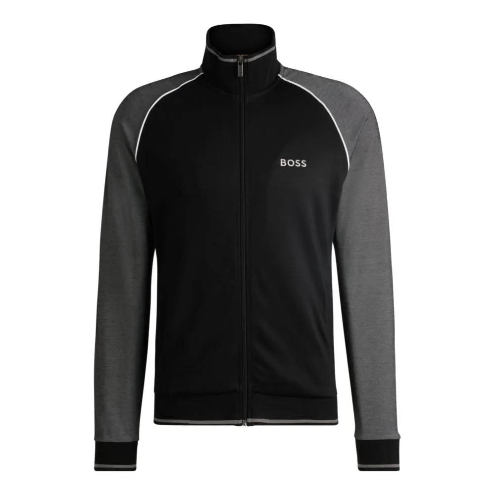 Cotton zip-up jacket with contrast piping