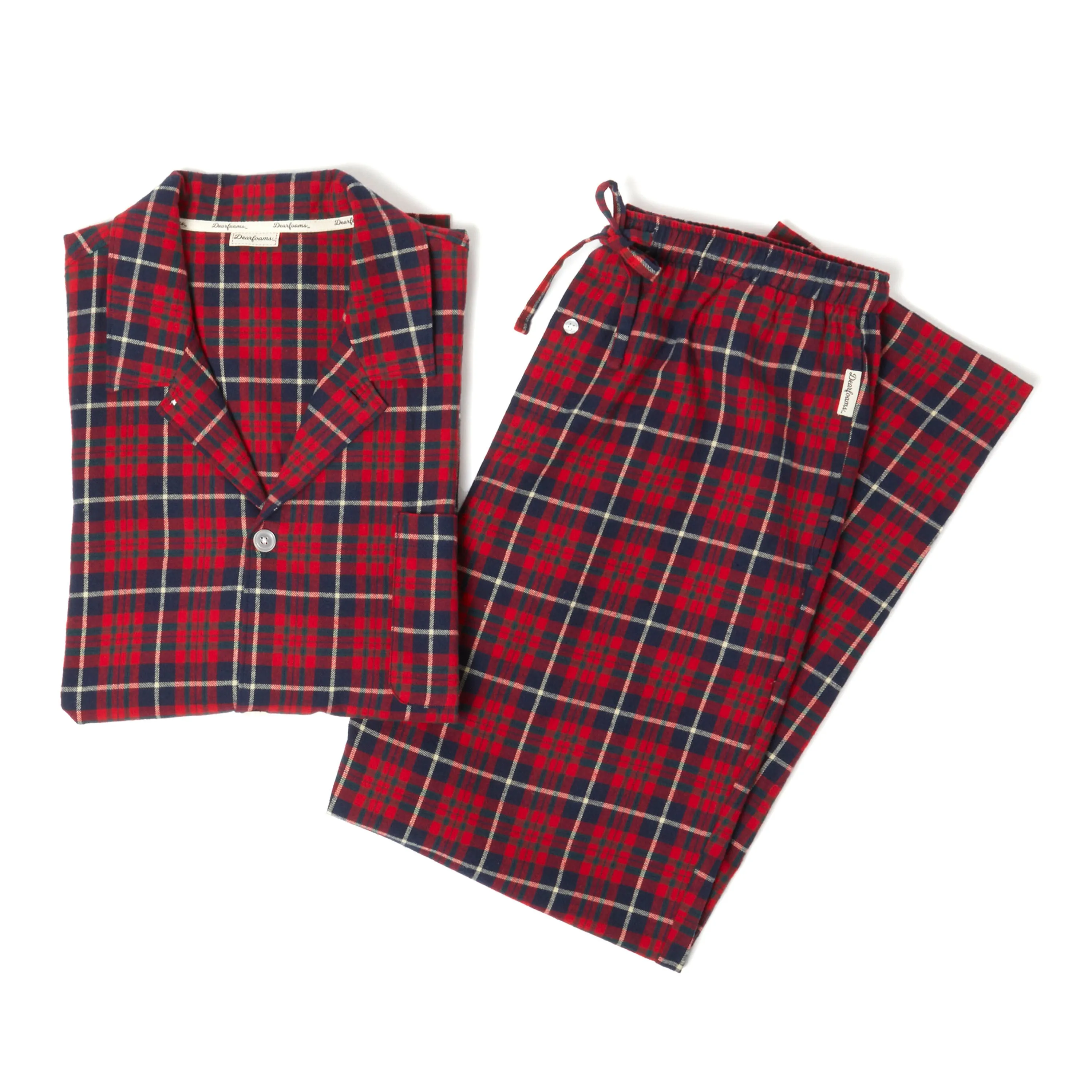 Dearfoams Adult Unisex Two-Piece Matching Plaid Pajama Set