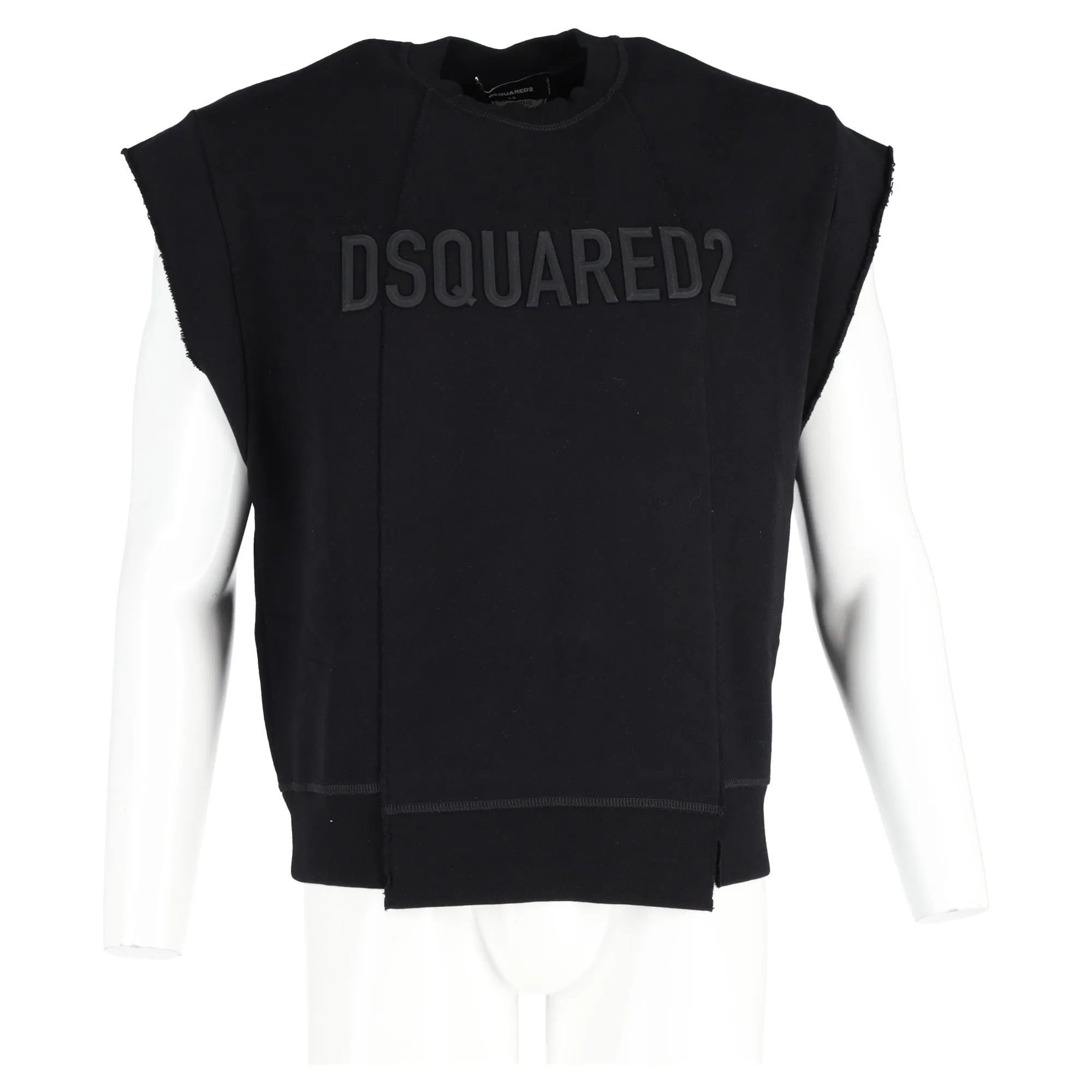 DSquared2 Uneven Short Sleeve Sweatshirt in Black Cotton