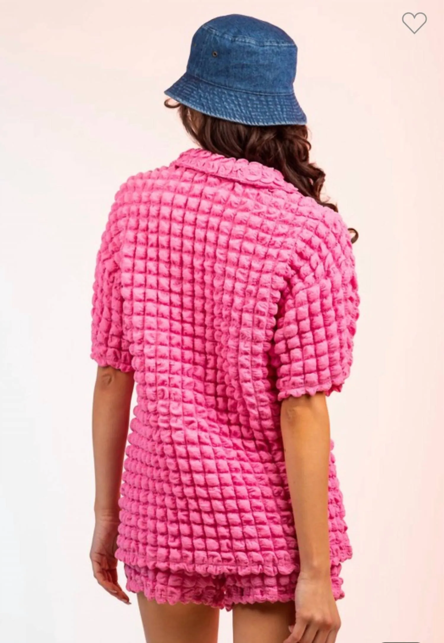 Emma Puffy Short Sleeve Shirt And Shorts Set In Pink