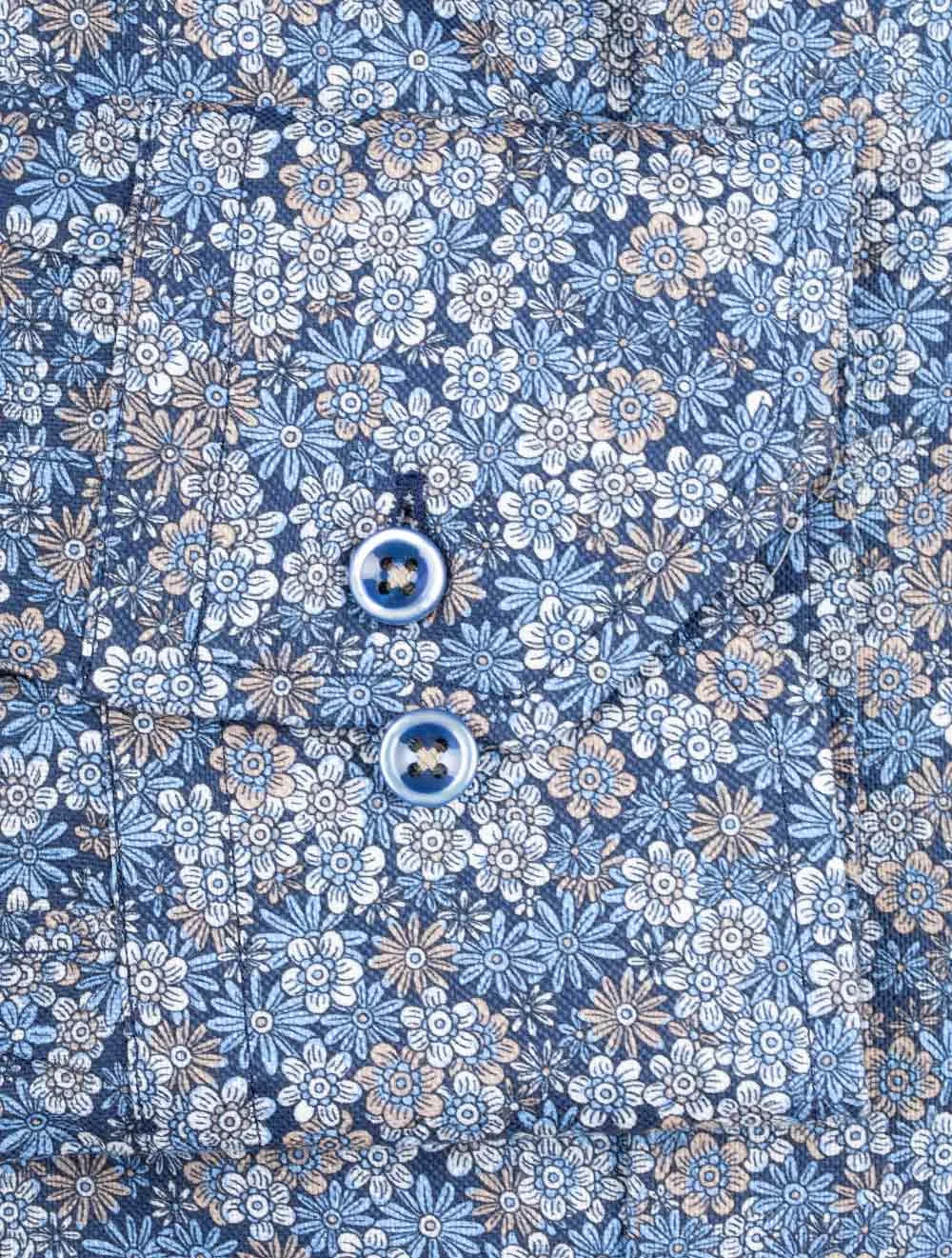 Floral Fitted Shirt Navy