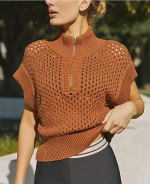 Gaines Half Zip Knit In Rawhide