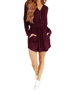 Getting Out Romper In Maroon