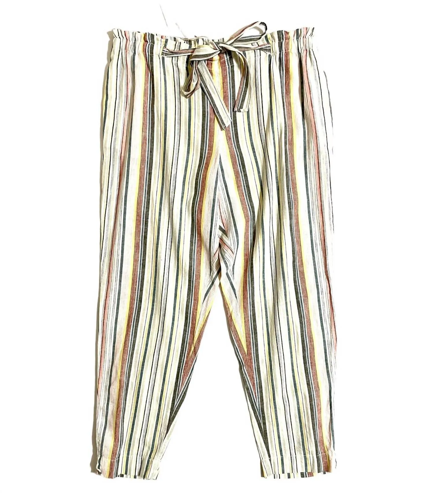 Giavanna Linen Striped Pants In Multicolor
