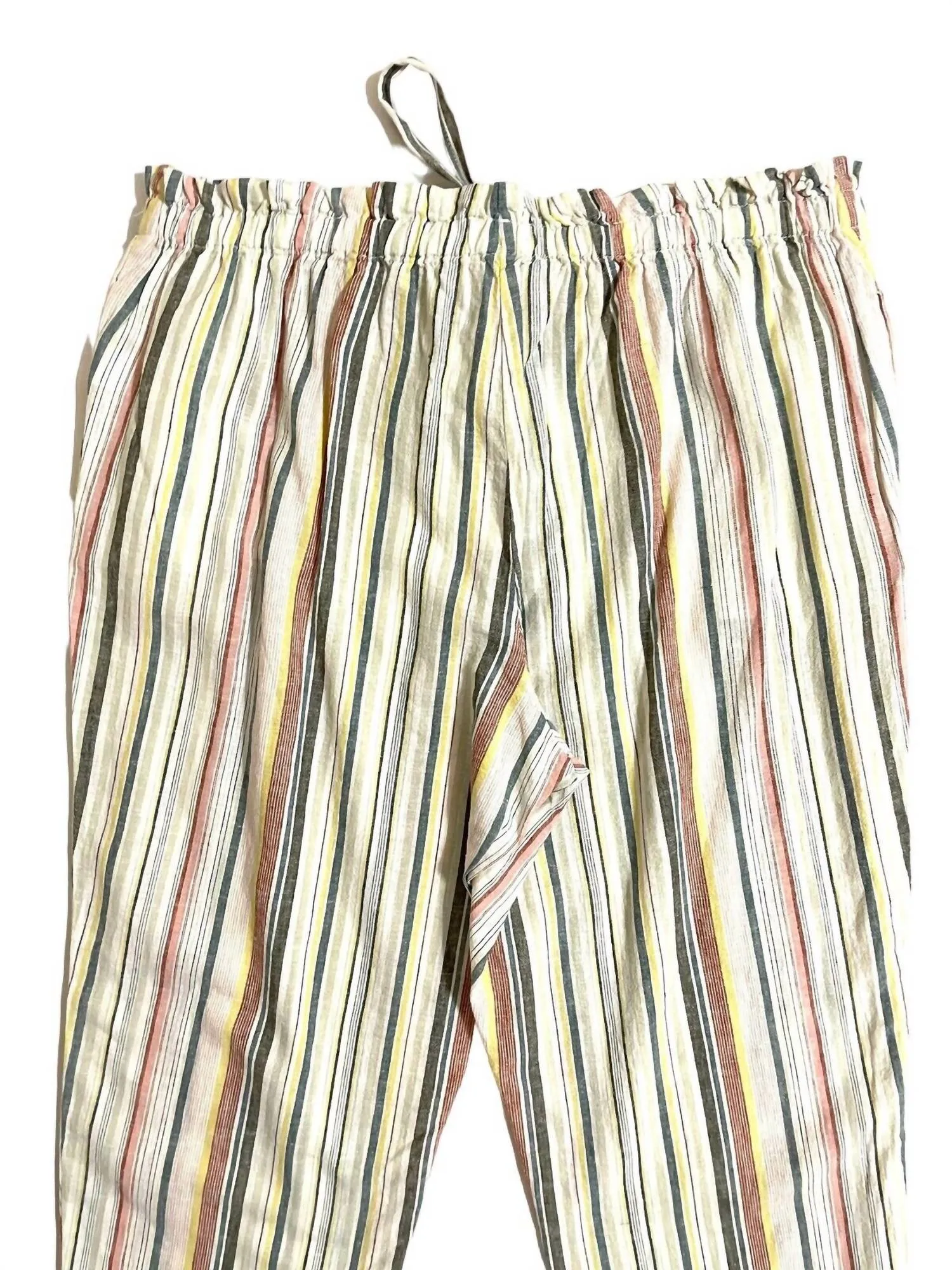 Giavanna Linen Striped Pants In Multicolor