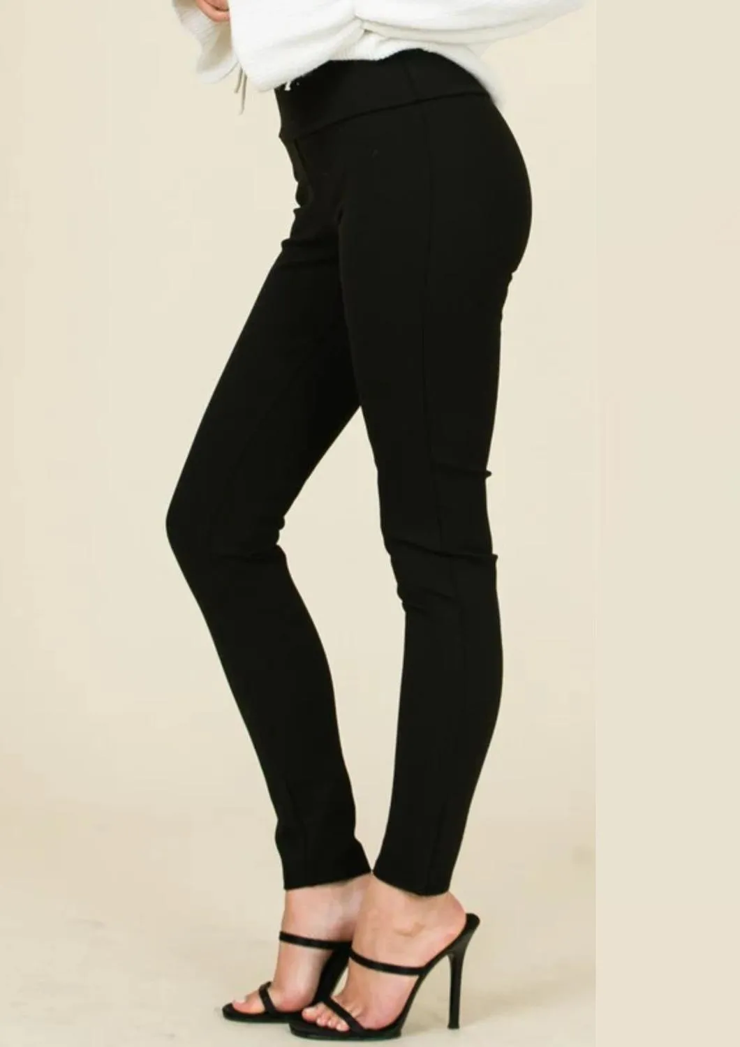 High Waisted Ponte Pant In Black