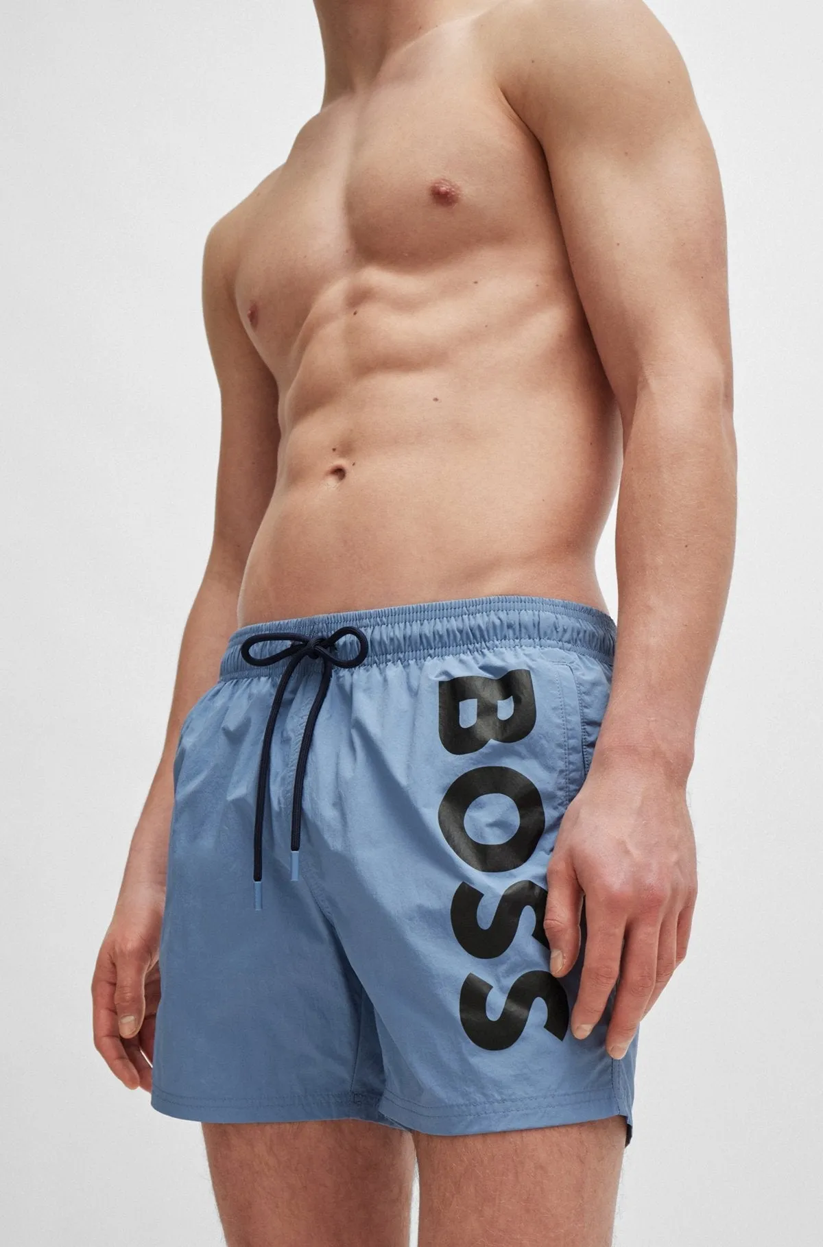 Hugo Boss Men's Octopus Swim Trunks, Light Blue Berry