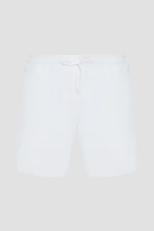 Hugo Boss Men's Pace Tonal Logo Swim Trunks, White