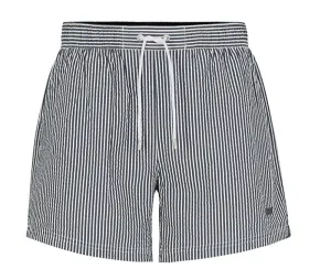 Hugo Boss Men's Velvetfish Black Striped Seersucker Swim Trunks