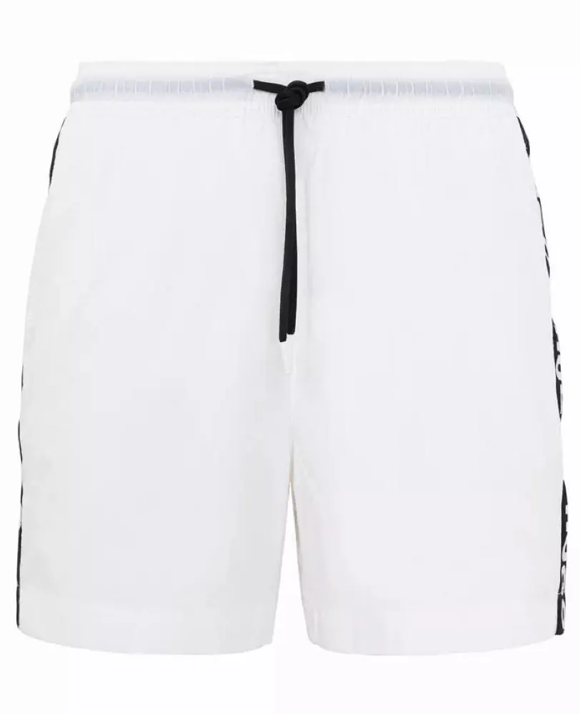 Hugo Men's Fab Logo Taping Swim Trunks, White