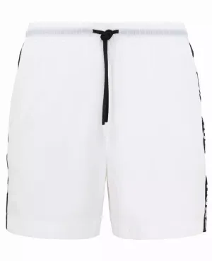 Hugo Men's Fab Logo Taping Swim Trunks, White