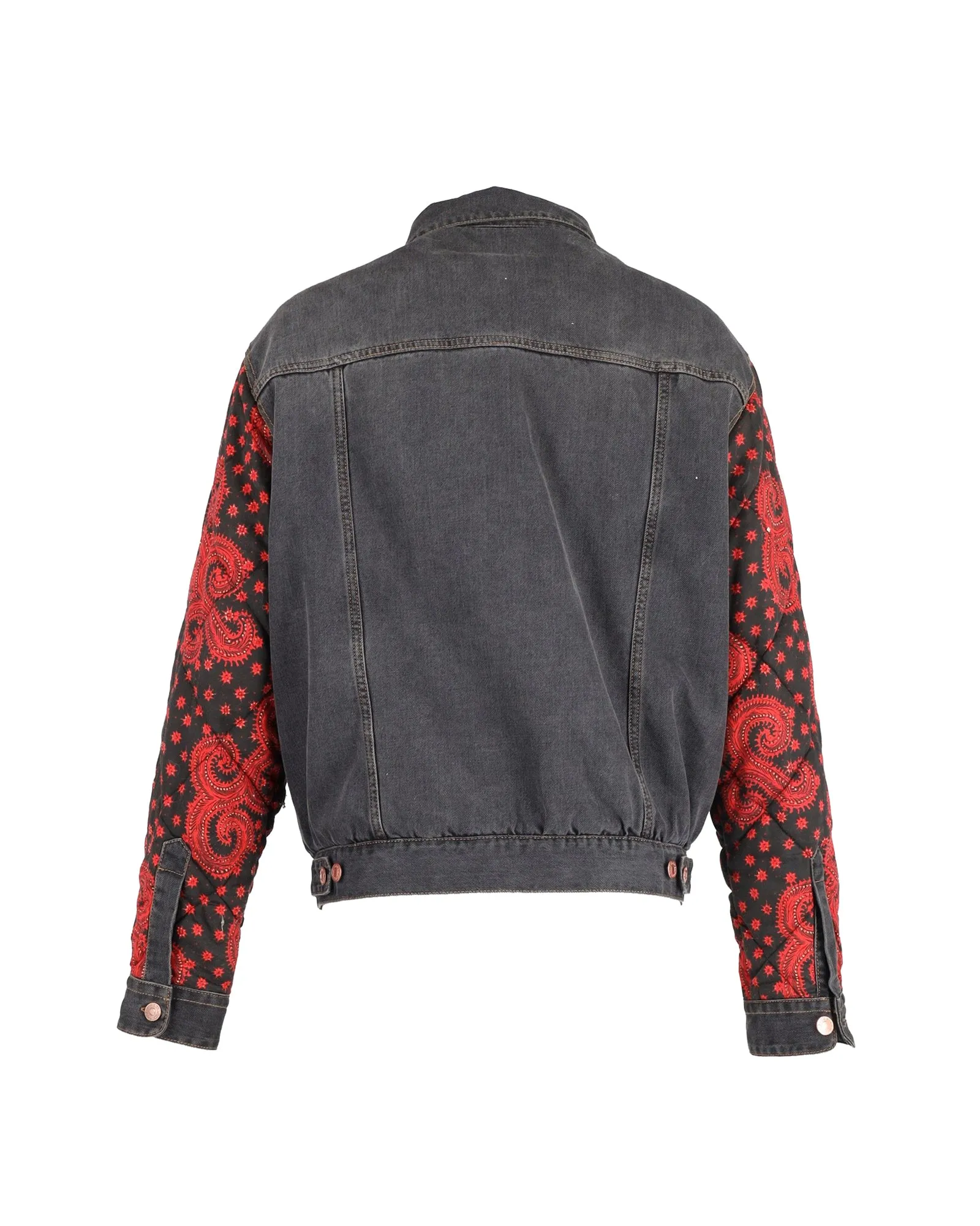 Isabel Marant Quilted Sleeve in Grey Cotton Denim