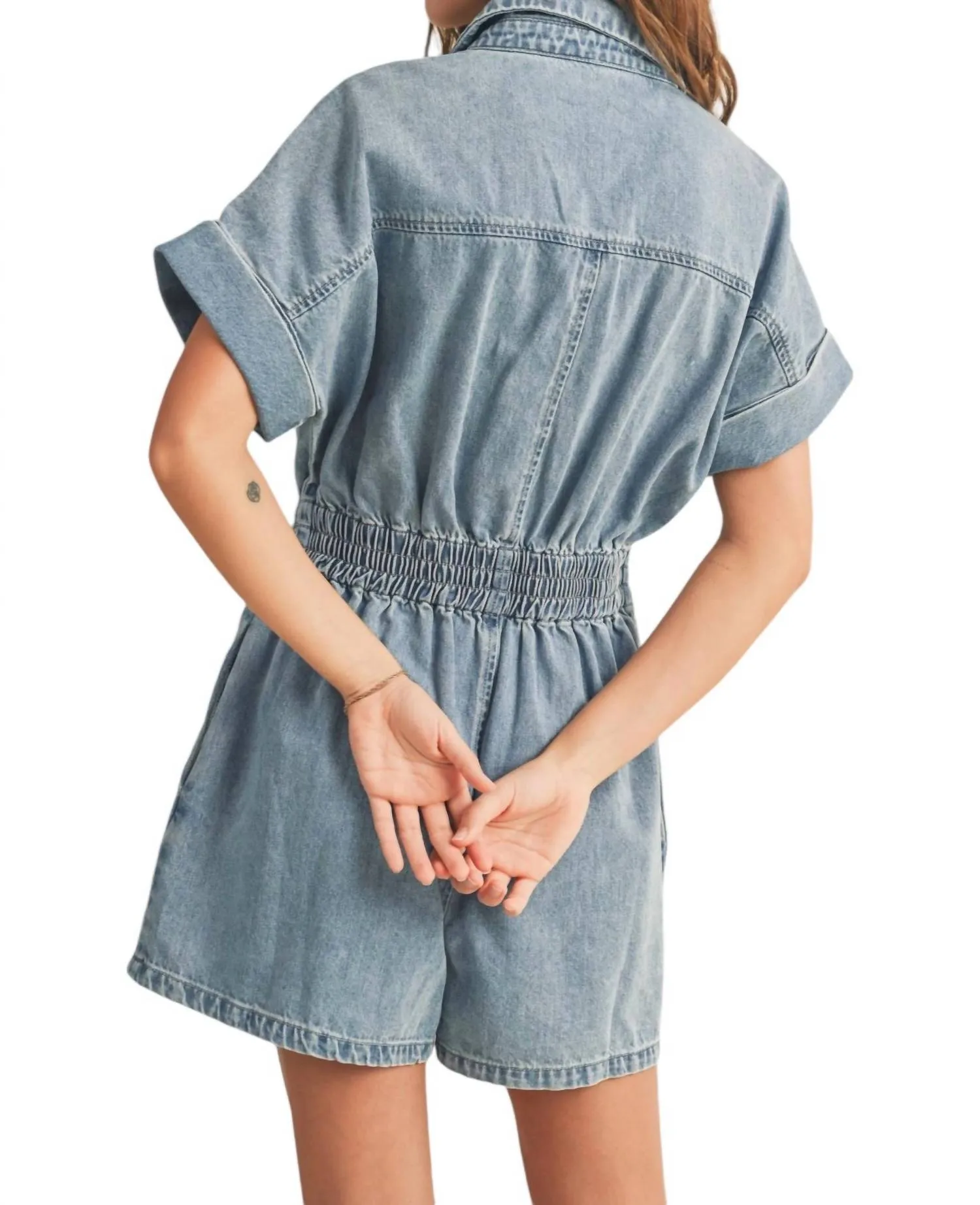 Julie Shorts Romper In Denim