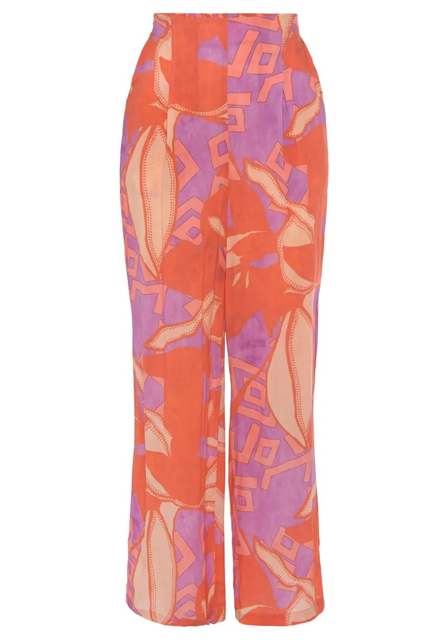 LASCANA Women's Patterned High Waisted Pants