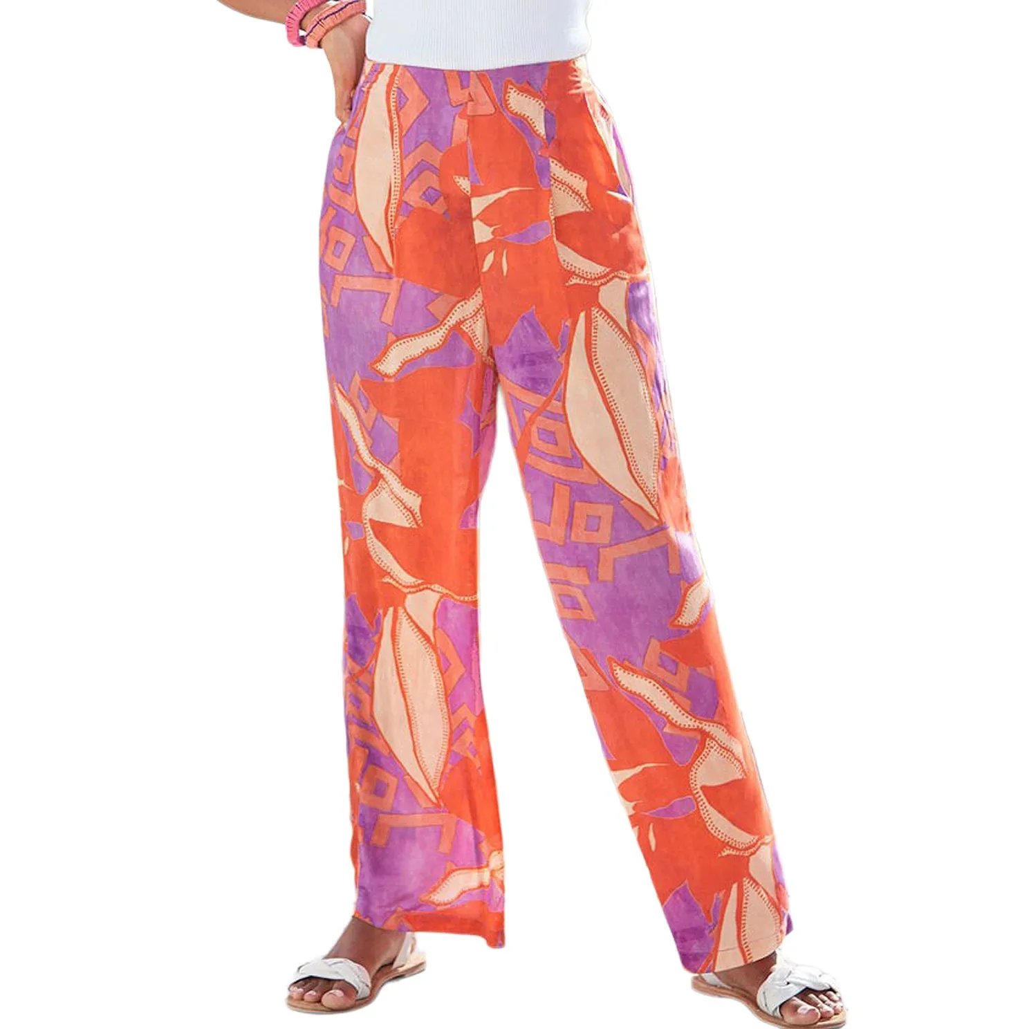 LASCANA Women's Patterned High Waisted Pants