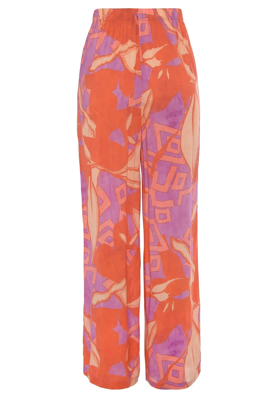 LASCANA Women's Patterned High Waisted Pants