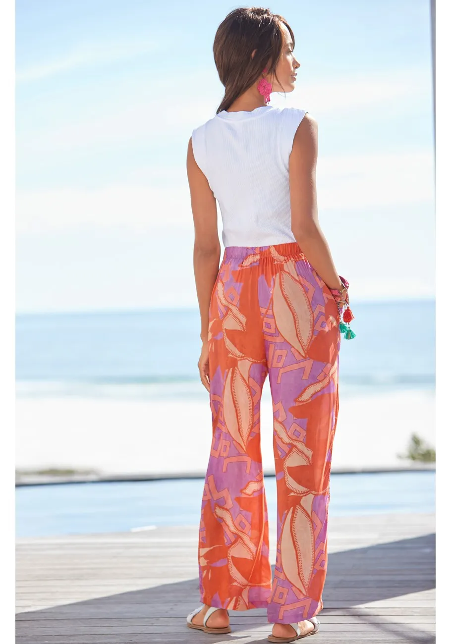 LASCANA Women's Patterned High Waisted Pants