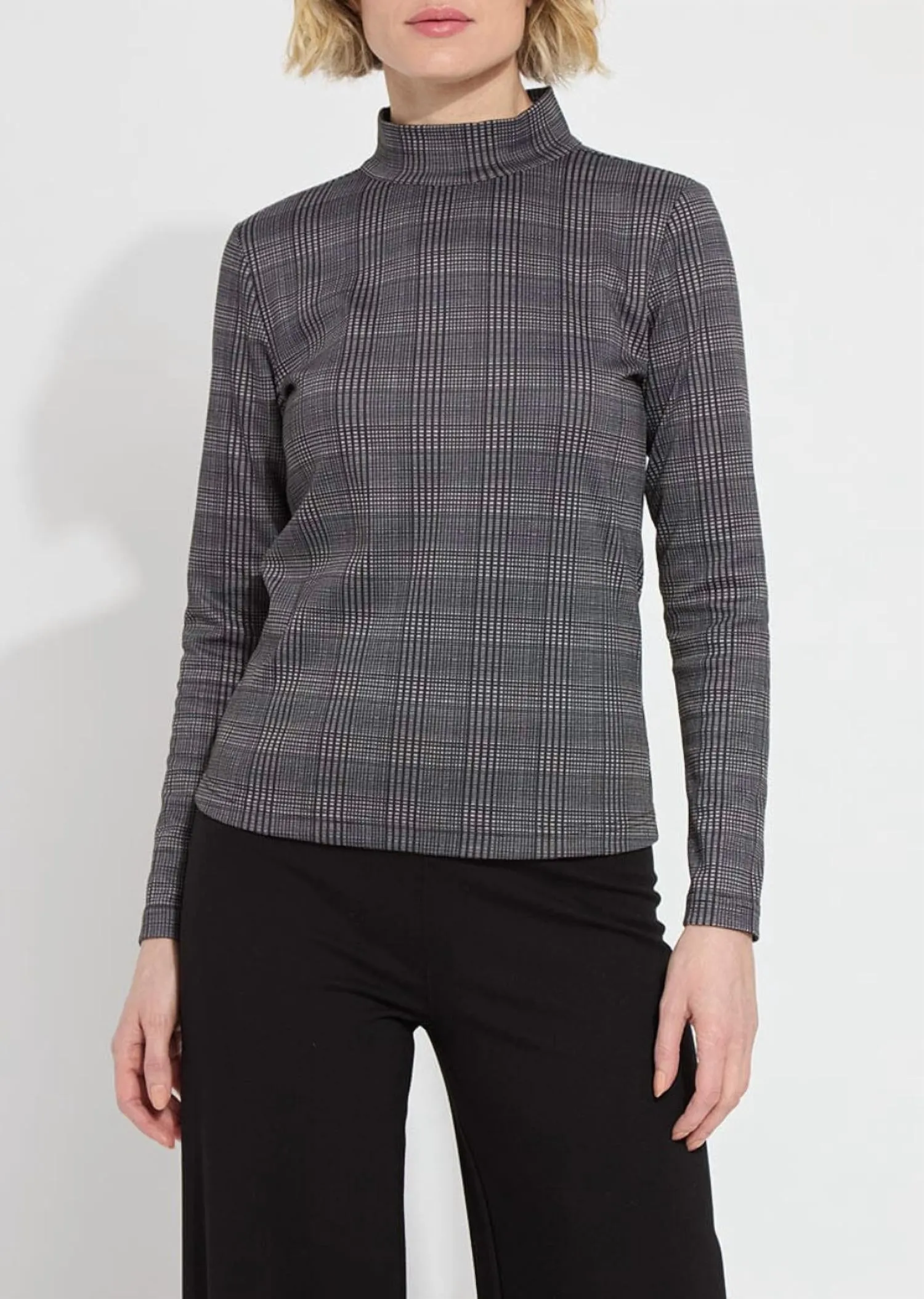 Lena Ponte Turtleneck Top In Opposite Check