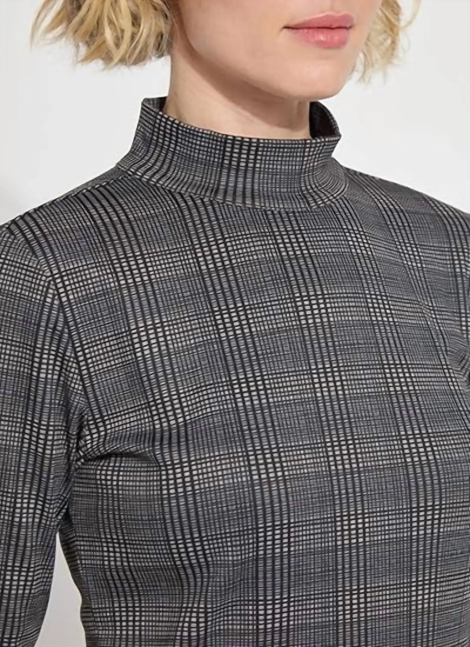 Lena Ponte Turtleneck Top In Opposite Check