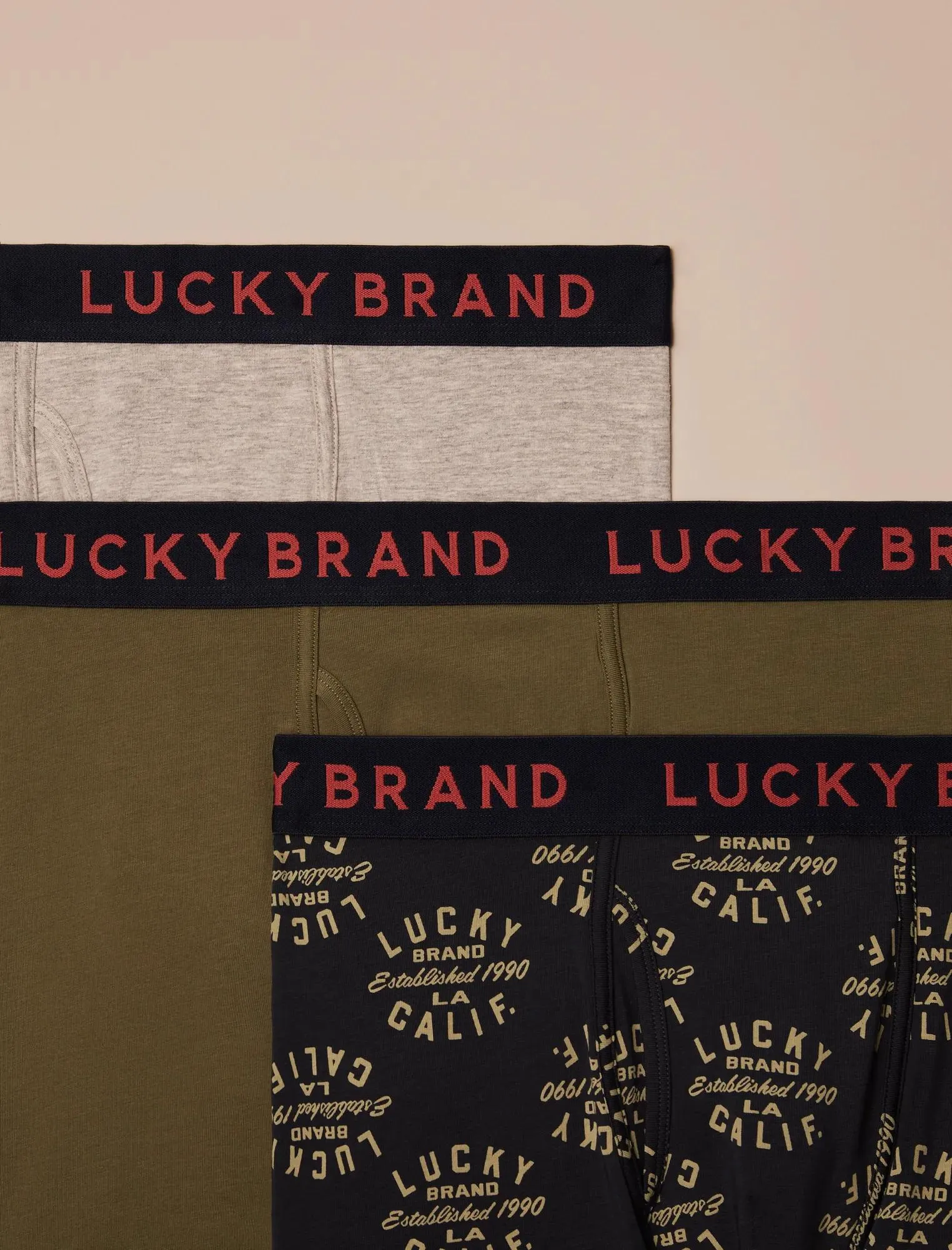 Lucky Brand 3 Pack Stretch Boxer Briefs