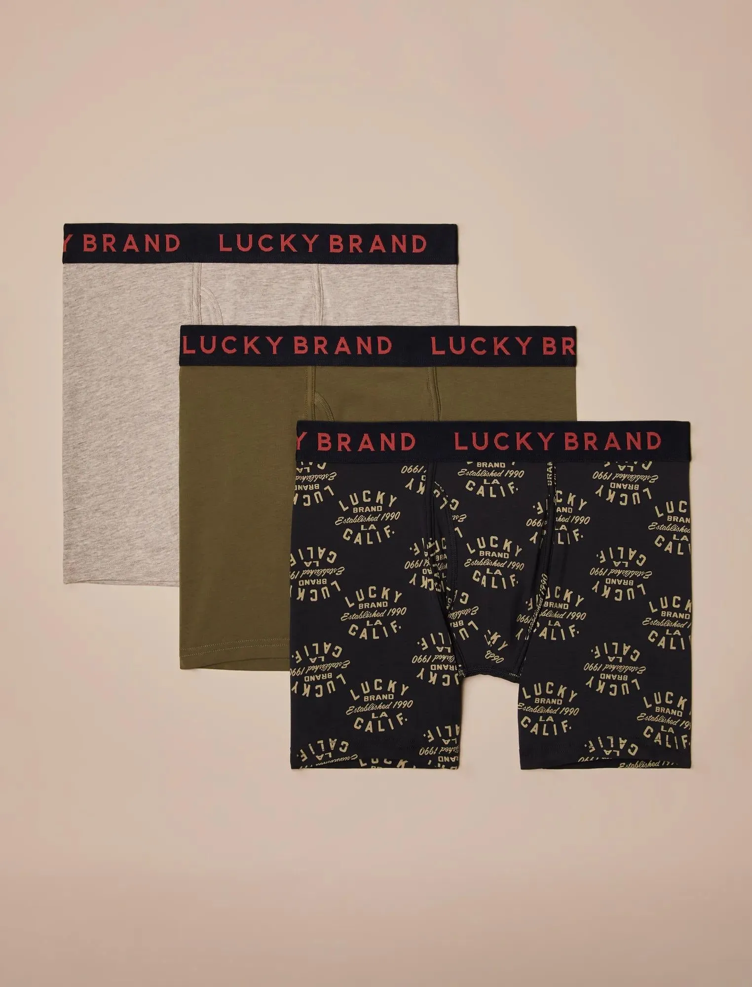 Lucky Brand 3 Pack Stretch Boxer Briefs