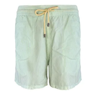 Men The Classic Drawstrings Swim Short Trunks In Aquamarine & White